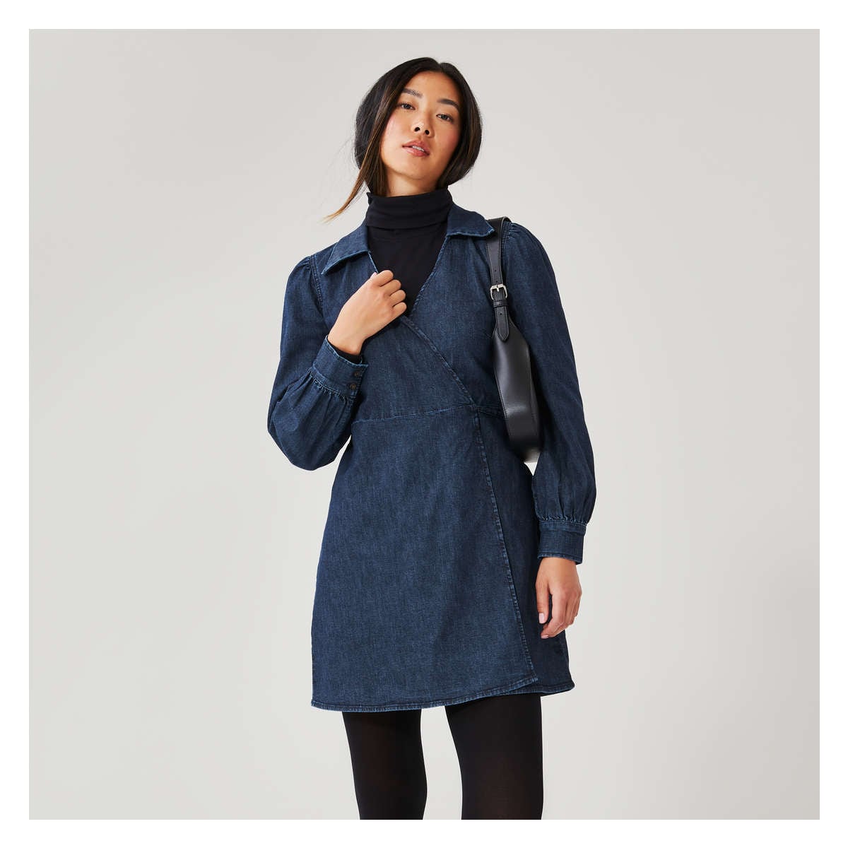 Denim Wrap Dress in Dark Wash from Joe Fresh